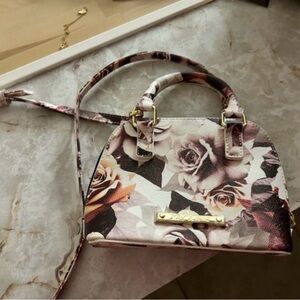 Betsey Johnson Rose Print Mini Bag with Gold Details